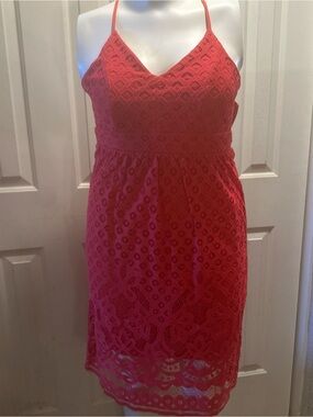 Dex  Lace Spaghetti-Strap Midi Dress